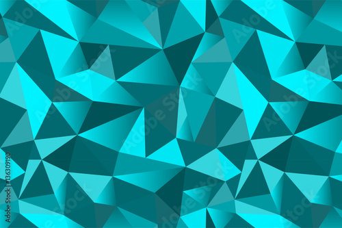 Abstract turquoise geometric triangular seamless low poly style background. Vector illustration
