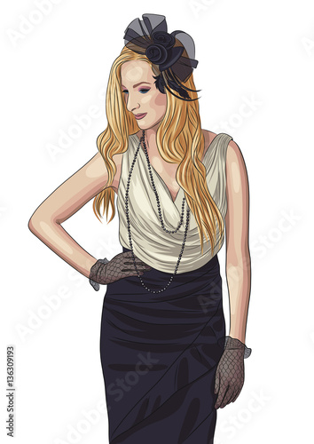 vector illustration of a beautiful retro woman