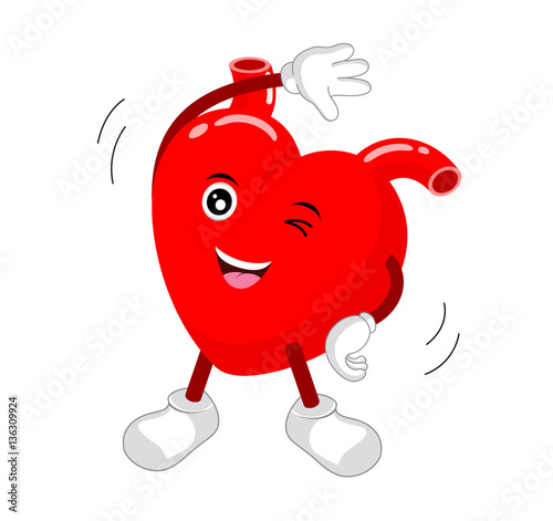 Heart character exercise. Hearth care concept,  illustration isolated on white background.