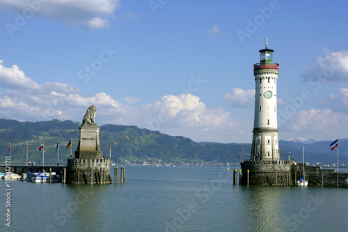 Die Hafeneinfahrt in Lindau am Bodensee, Bayern, Deutschland, Europa