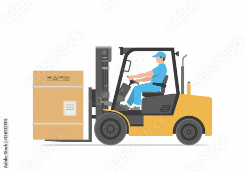Man driving a forklift