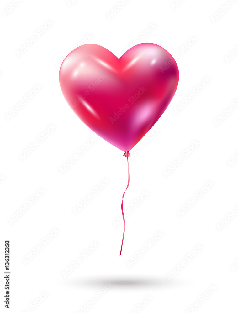 Heart balloon shape icon. Vector decoration. Red Heart balloon isolated on white. Heart wallpaper romance love symbol for Valentine's Day, Birthday, Wedding, greeting card, invitation, advertising.