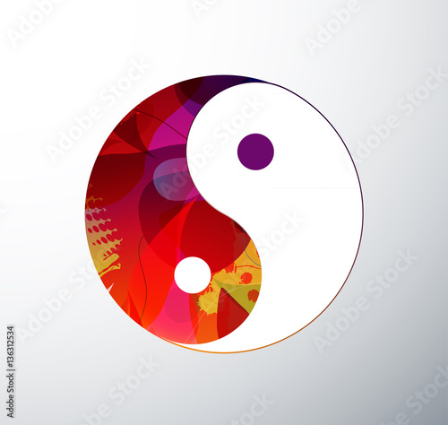 Yin Yang Symbol illustration created from abstract colorful obje