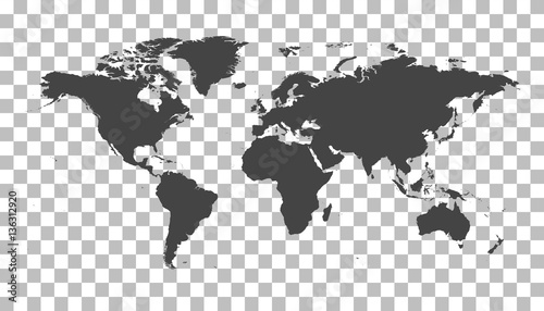 Pusta mapa świata czarny na na białym tle. Mapa świata szablon wektor dla strony internetowej, infografiki, projektowanie. Ilustracja mapa świata płaskiej ziemi