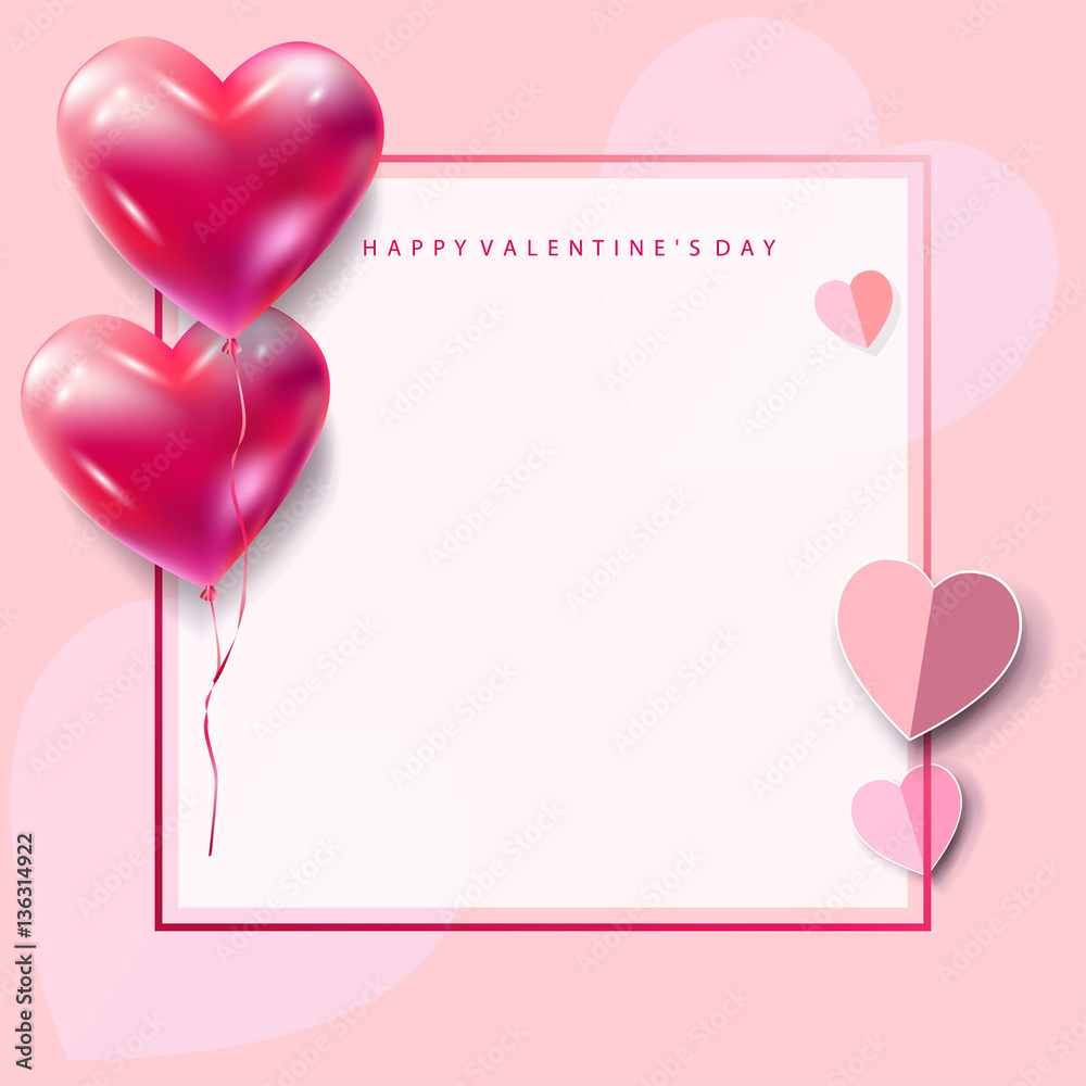 Happy Valentines Day greeting card vector template. Romantic ...