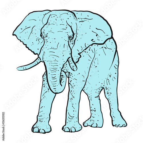 Elefant Outline Punkte koloriert Blau