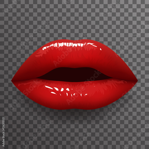 Woman lips stylish slightly open mouth isolated 3d realistic fashion mockup transparent background design vector illustration