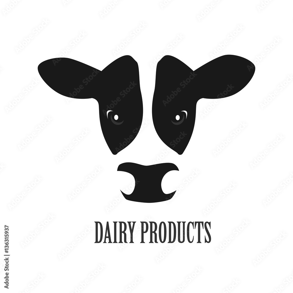Cow face logo icon vector. Dairy products simple design. Stock Vector ...