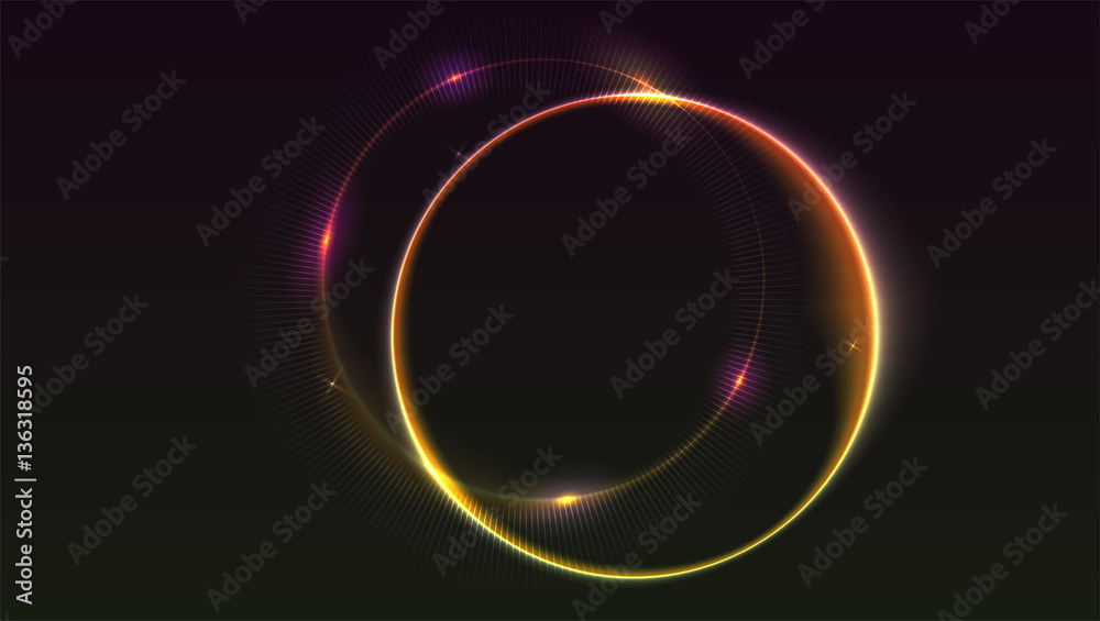 Abstract ring background with luminous swirling sparkle. Glowing spiral. Shine round frame tunnel with circles light effect. Cover for your presentation and design with space for your message. Abstract ring background with luminous swirling sparkle. Glowing spiral. Shine round frame tunnel with circles light effect. Cover for your presentation and design with space for your message.