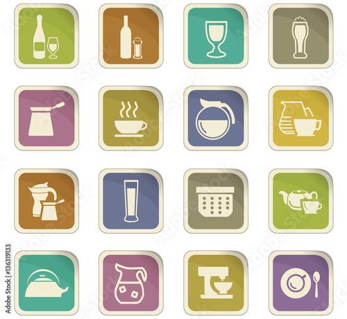 Utensils for the preparation of beverages icons