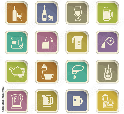 Utensils for the preparation of beverages icons