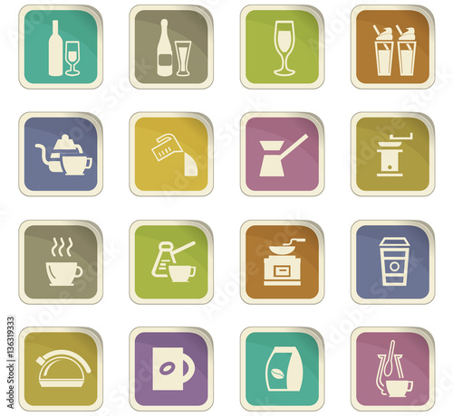 Utensils for the preparation of beverages icons