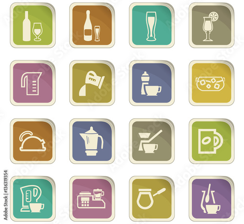 Utensils for the preparation of beverages icons