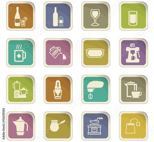 Utensils for the preparation of beverages icons