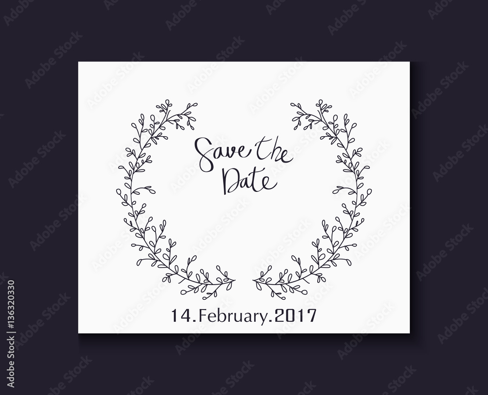 Wedding invitation with lettering decorative with flower