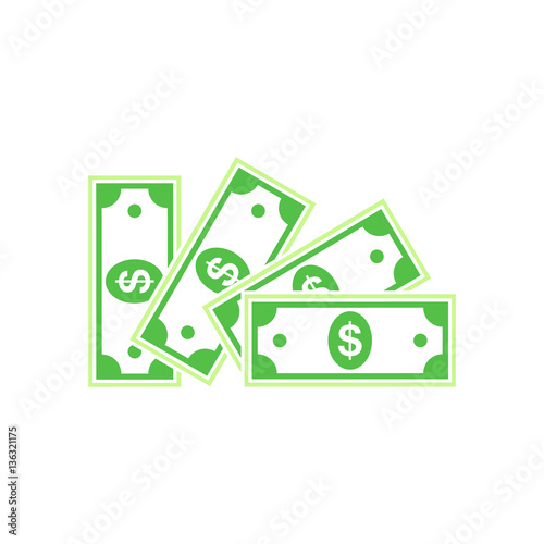 Dollar flat icon. Vector illustration.