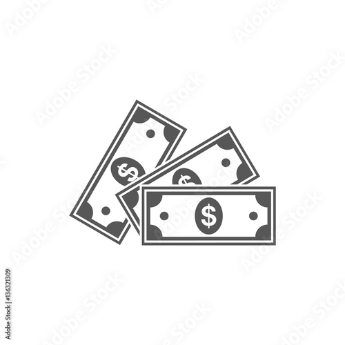 Dollar flat icon. Vector illustration.