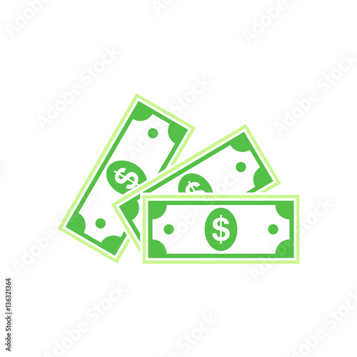 Dollar flat icon. Vector illustration.