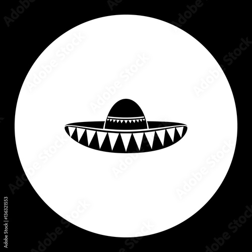 black mexican sombrero hat simple icon eps10