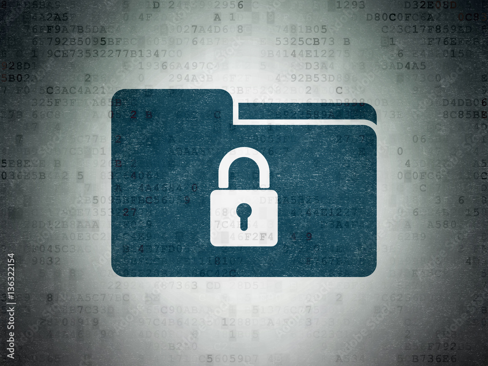 Fototapeta premium Business concept: Folder With Lock on Digital Data Paper background