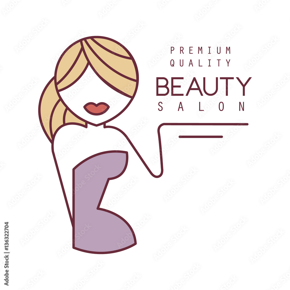 Natural Beauty Salon Hand Drawn Cartoon Outlined Sign Design Template With Female Character Stylized To Underline Text With Arm Stock Vector Adobe Stock