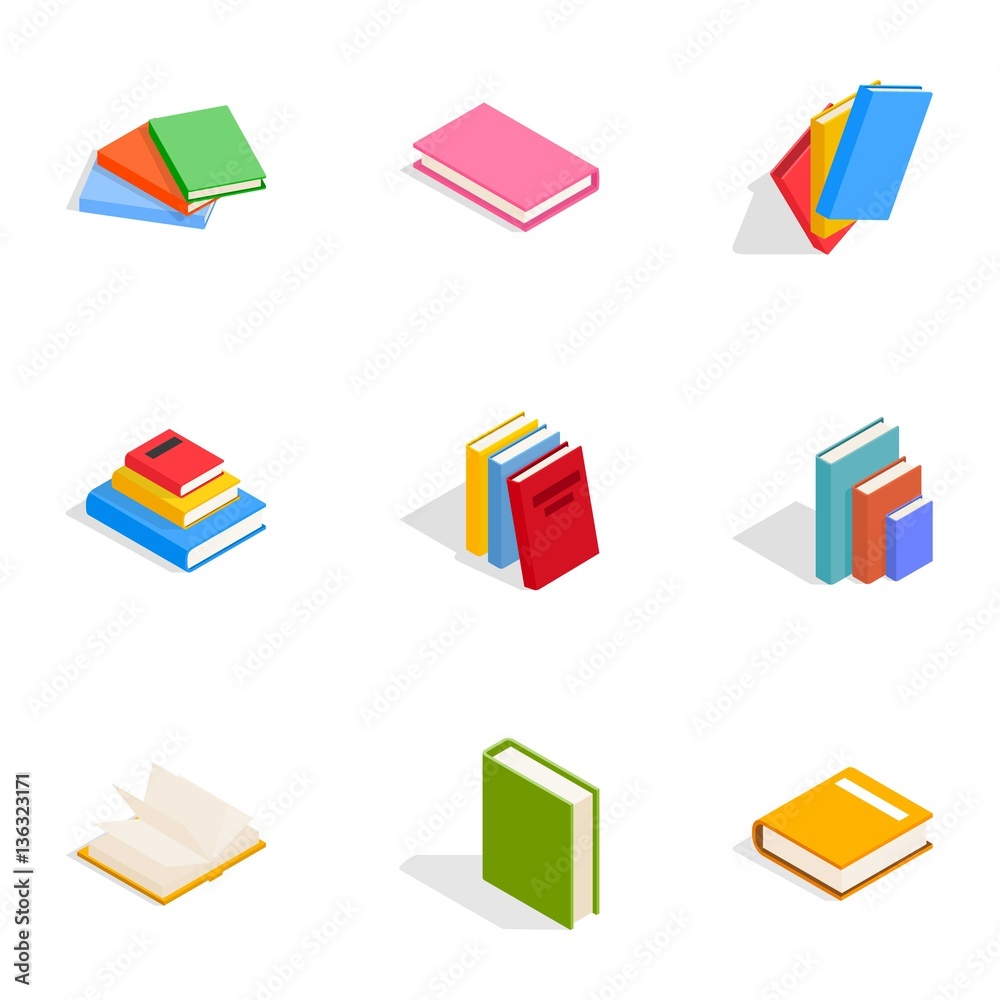 Knowiedge icons set, isometric 3d style Knowiedge icons set, isometric 3d style