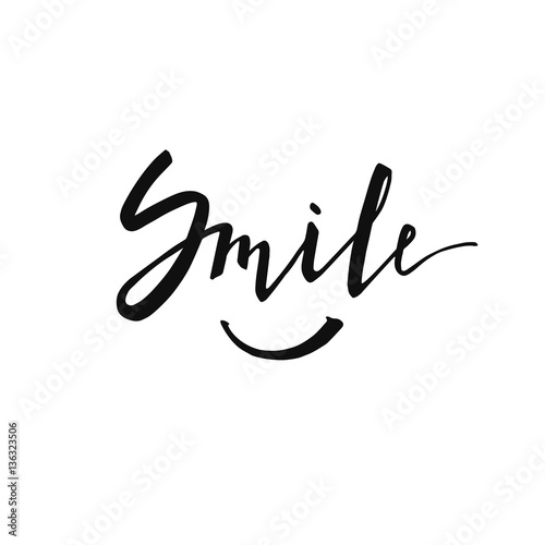 Smile. Modern brush calligraphy.