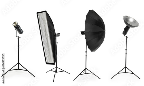 Photo studio lighting equipment isolated on white