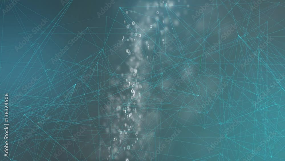 Binäre Zahlen Codes Bewegen sich im Raum mit Polygonen
