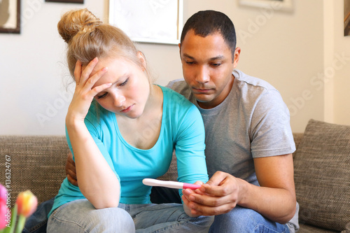 Couple disappointed with pregnancy test result 