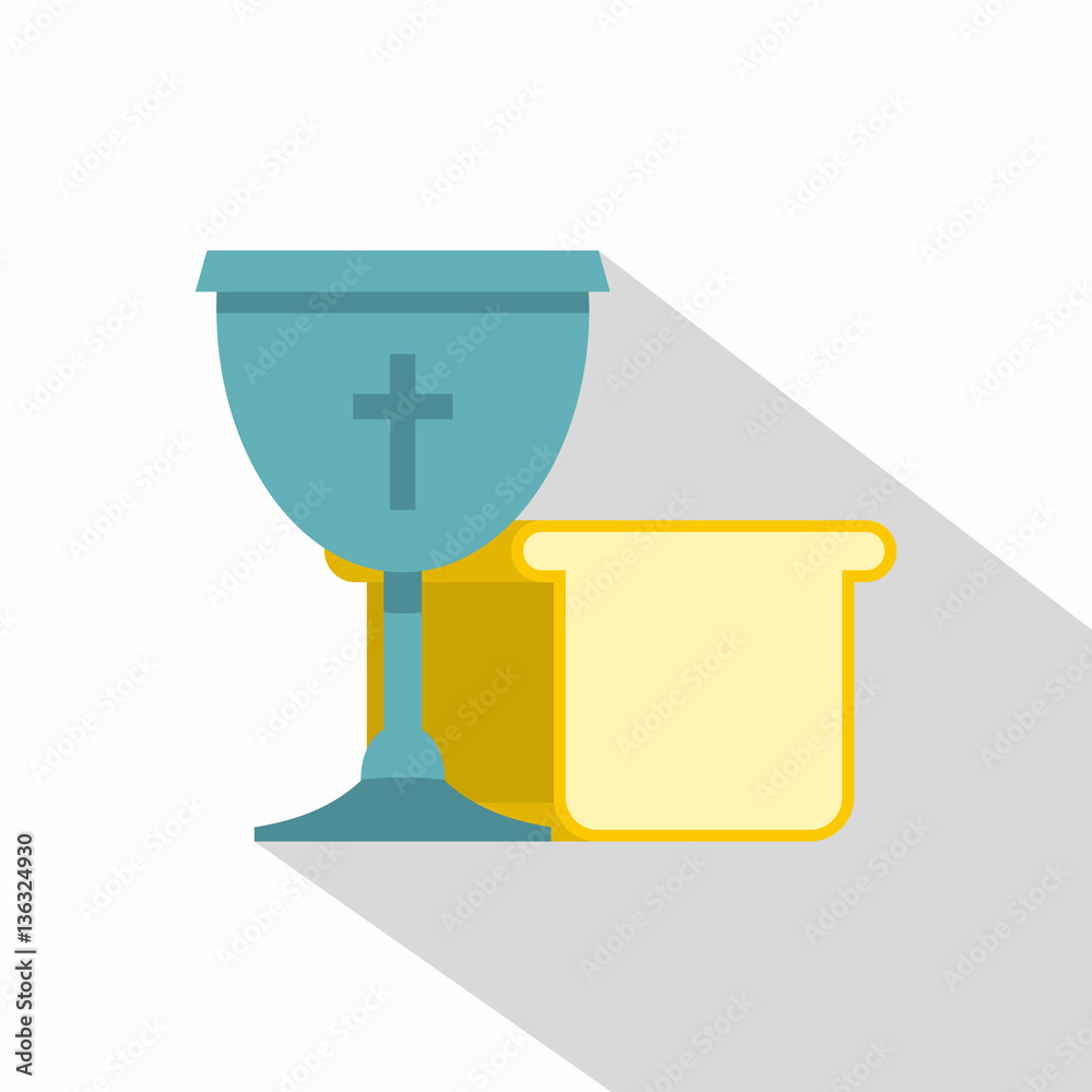 Bowl and bread icon , flat style Bowl and bread icon , flat style