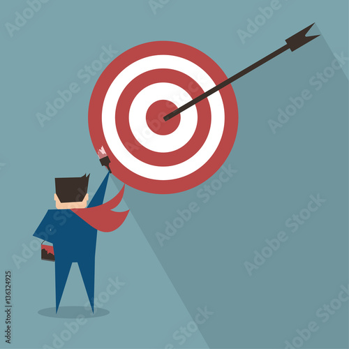 Business man paint his target, flat vector design.