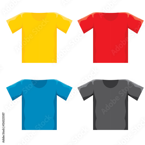 vector color blank t-shirt design template set.