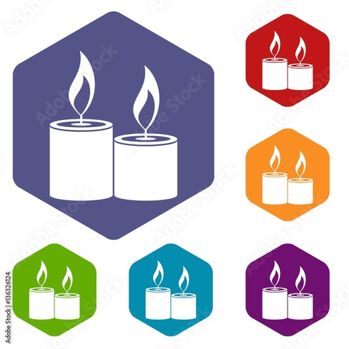 Aromatic candles icons set