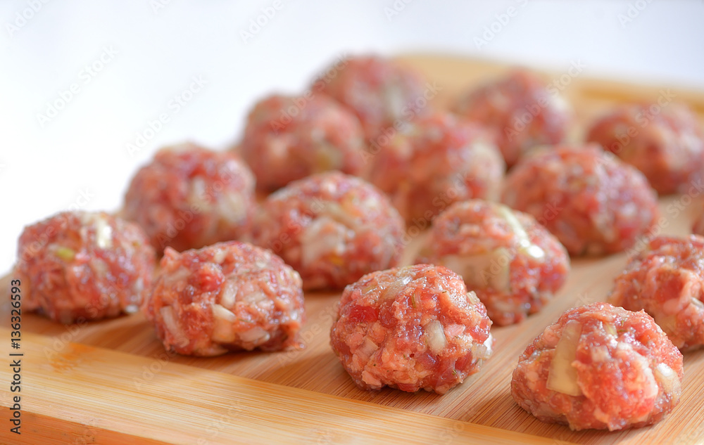 Raw Uncooked Meatballs Raw Uncooked Meatballs