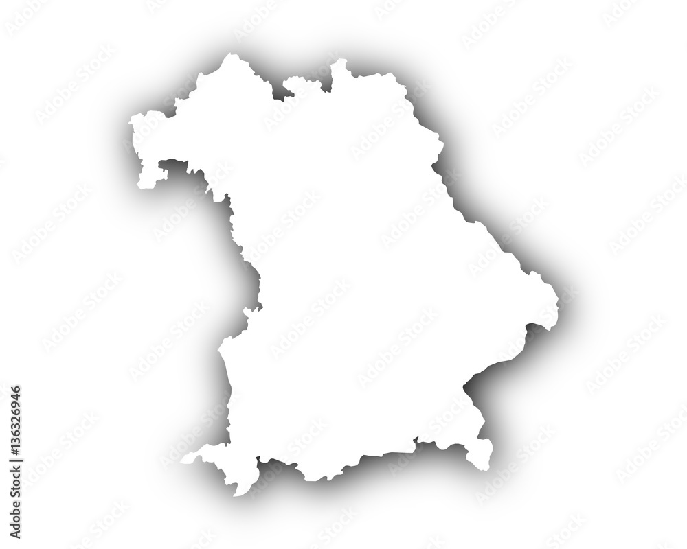 Karte von Bayern mit Schatten