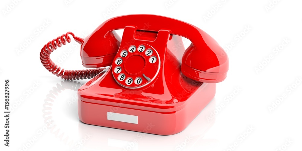 Red old telephone on white background. 3d illustration Red old telephone on white background. 3d illustration