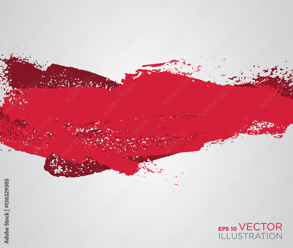 Abstract red paint artistic brush background. Vector