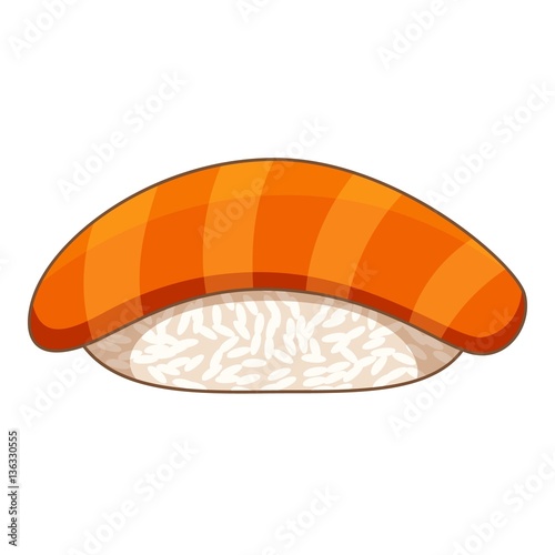 Salmon sushi icon, cartoon style