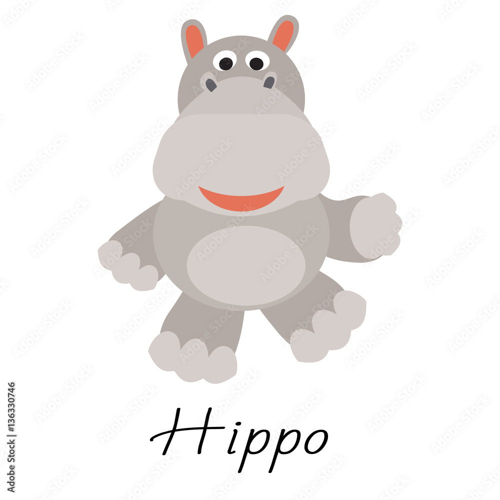 Hippos wild cartoon animal vector illustration on white. Hippos wild cartoon animal vector illustration on white.
