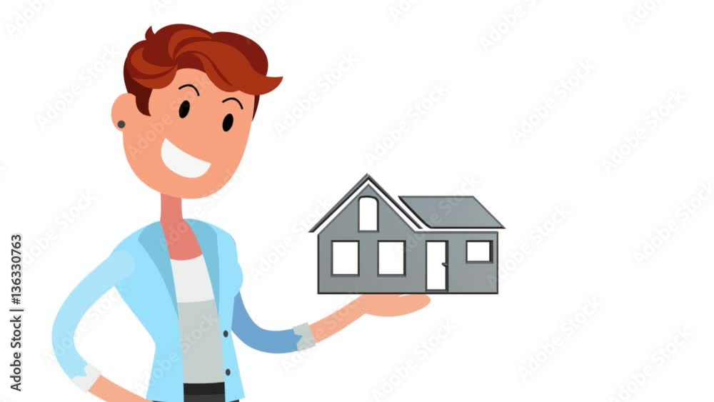 femme souriante et maison