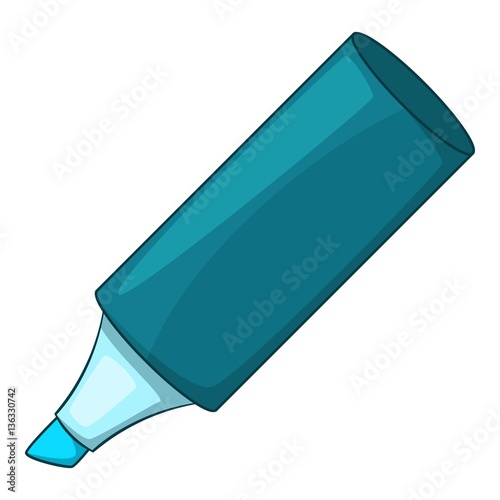 Blue marker icon, cartoon style