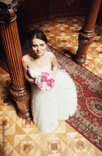 young bride looks attractive view up