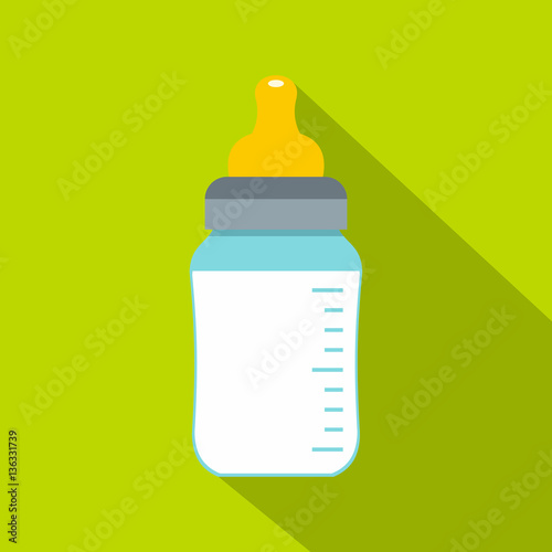 Feeding bottle icon, flat style