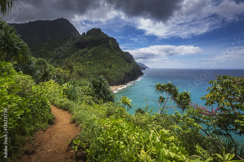 Views on the Kalalau trail along the Na Pali coast