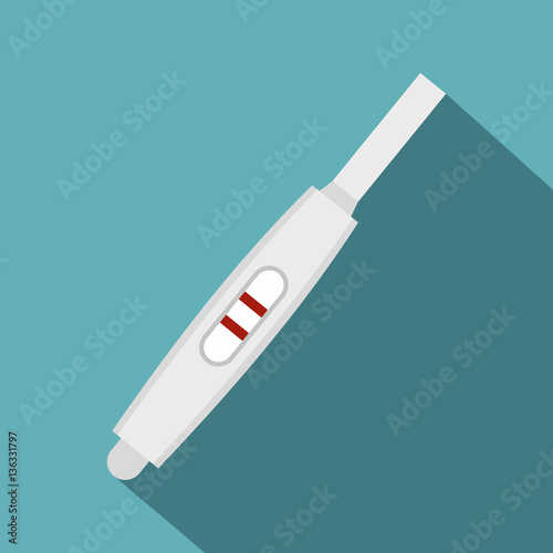 Positive pregnancy test icon, flat style