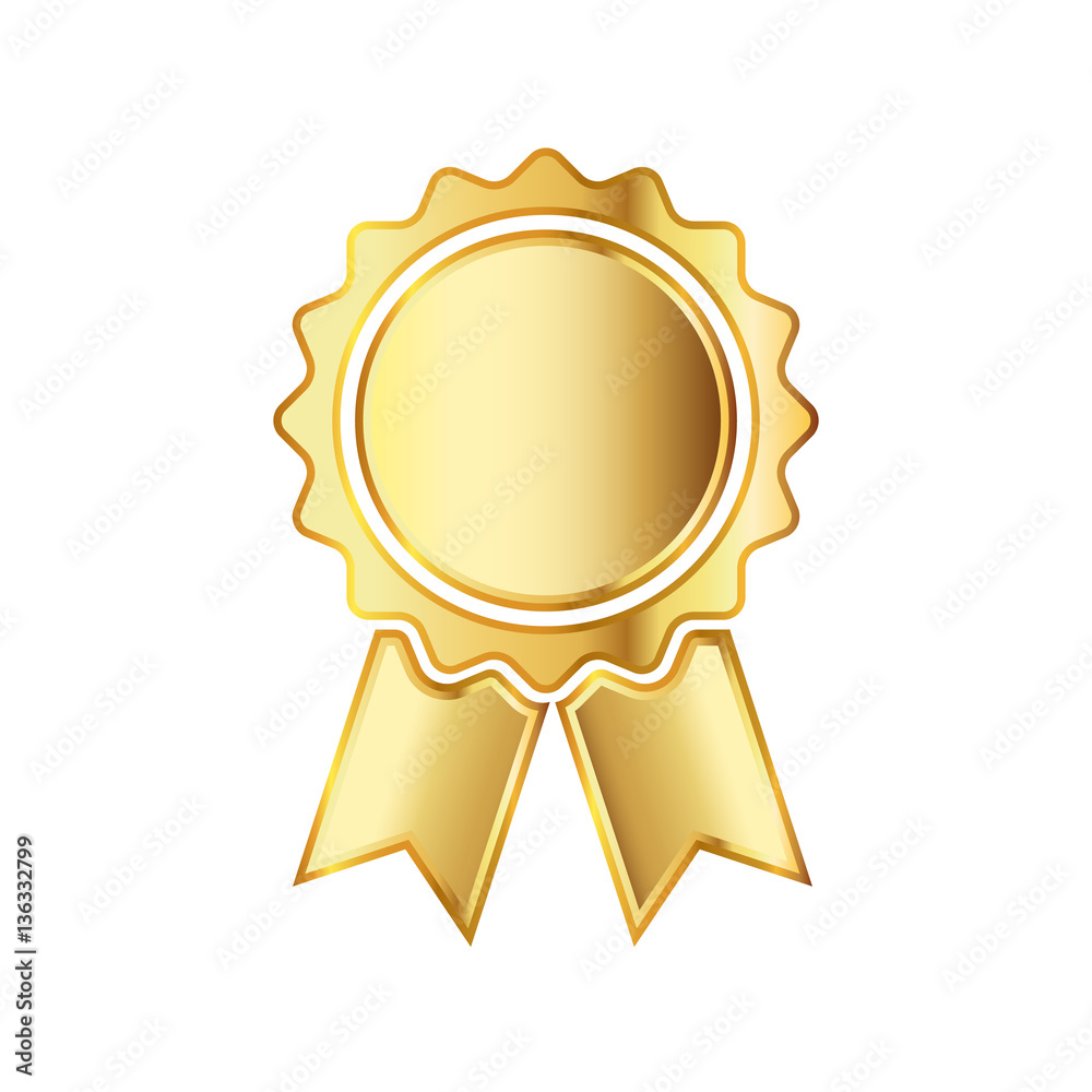 Golden medal icon with ribbon. Vector illustration. Golden medal icon with ribbon. Vector illustration.