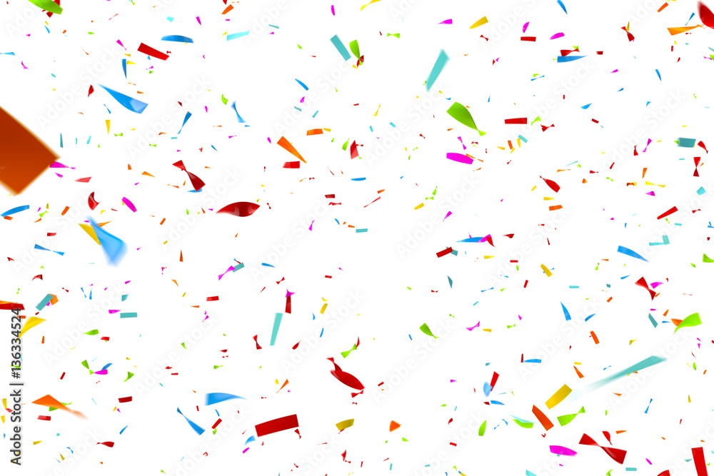 Colorful Confetti Falling in Front of a White Background