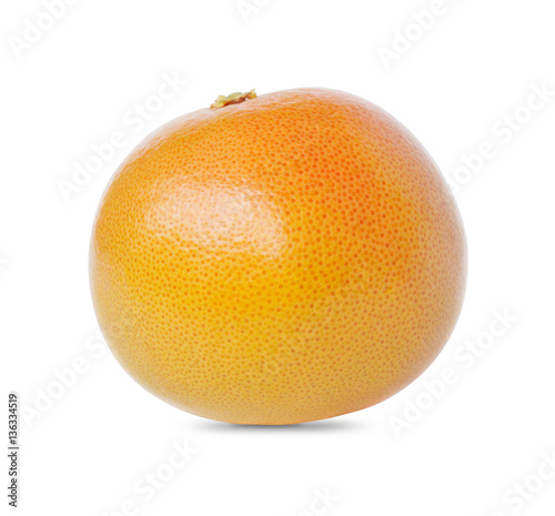 Fresh single orange isolated on white background.