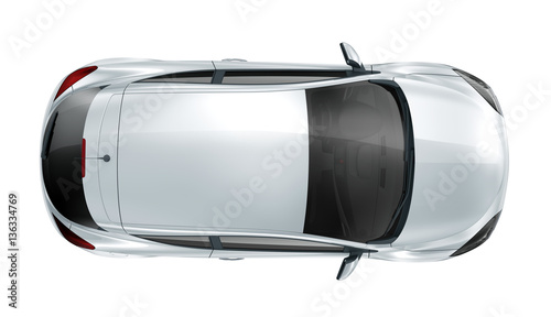 Silver hatcback car - top view photo